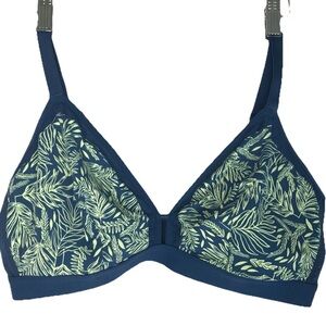 Lively Size 2 The Busty Bralette Blue Print Wireless Mesh Back Closure